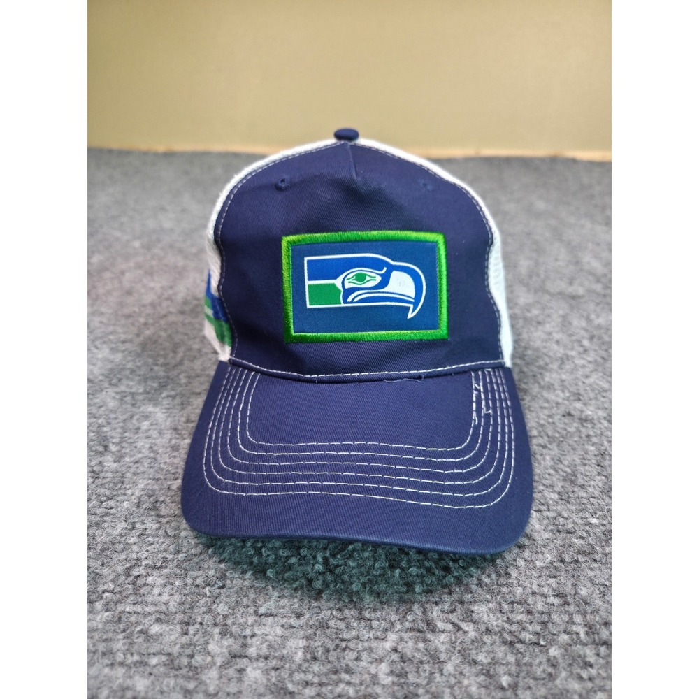 Seattle Seahawks Trucker Hat OSFA Navy Blue White Season Ticket Holder Snapback